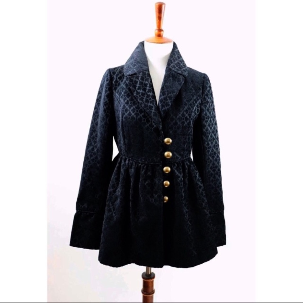 Tulle Anthropologie peacoat babydoll with beautiful gold buttons